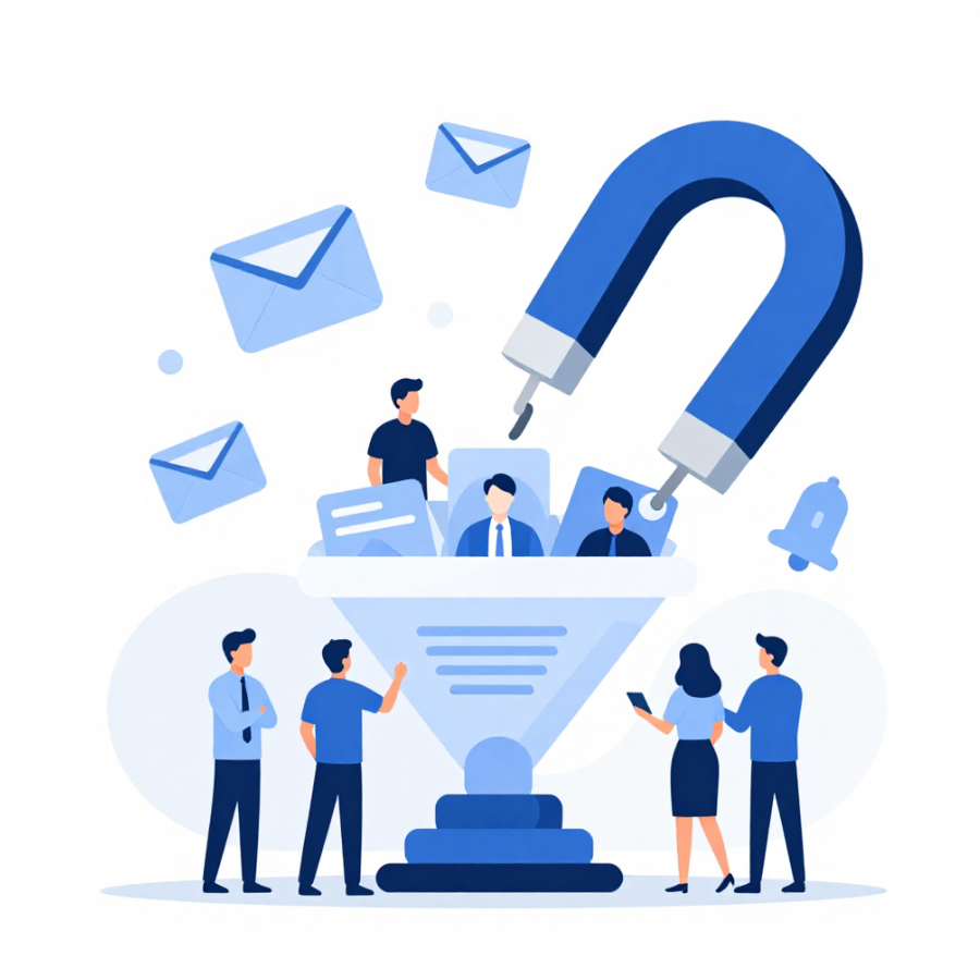 Lead generation and content operations illustration